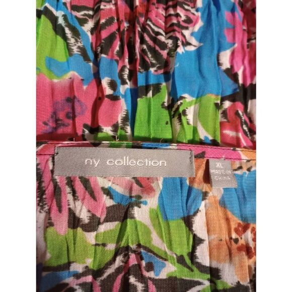 NY Collection Shirt Ladies Extra Large Pink Blue Black Lace Semi Sheer Short Sle - Picture 7 of 9